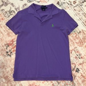 Ralph Lauren women’s classic fit purple shirt sleeve polo with green logo